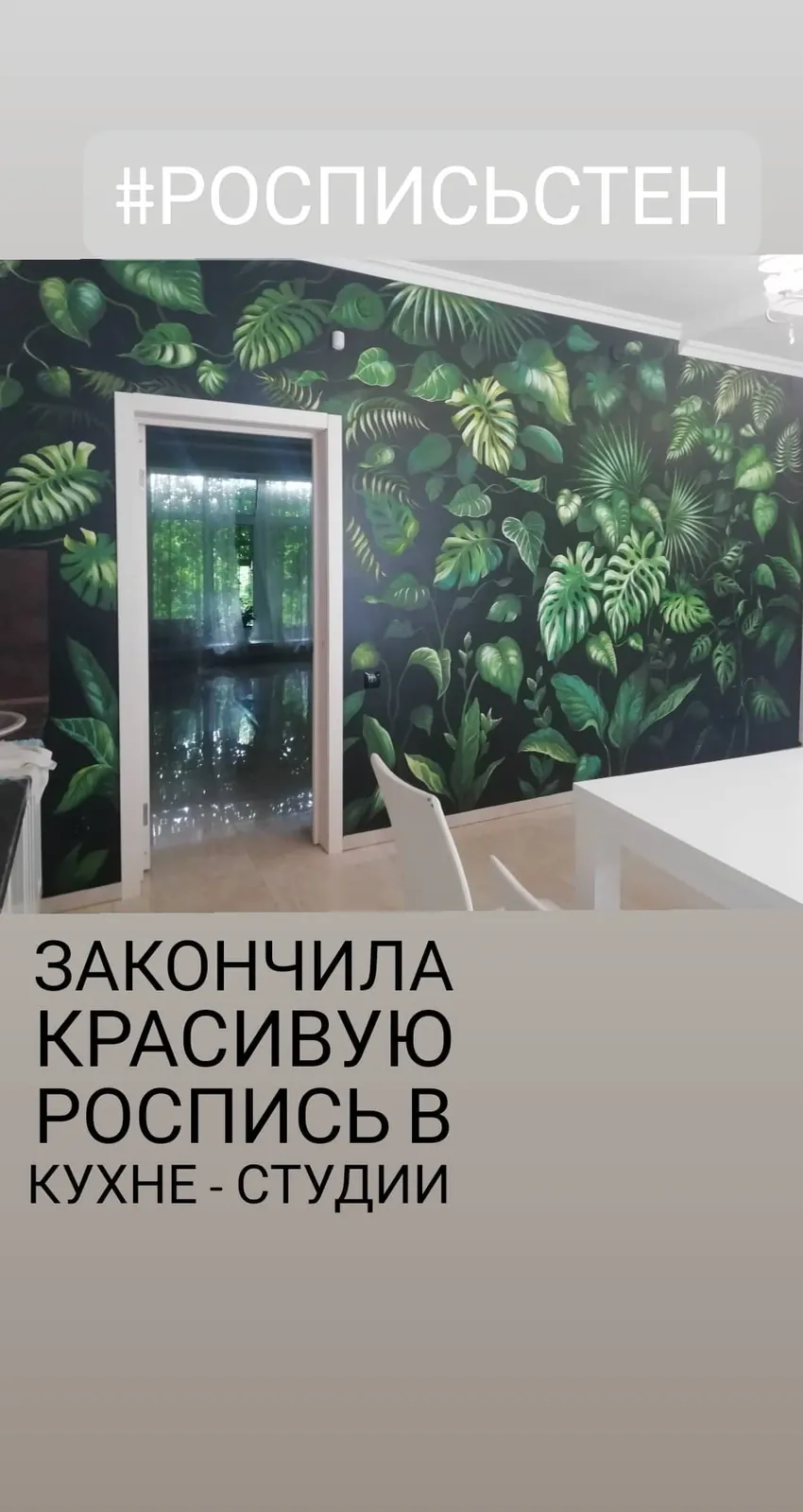 Листья монстеры на чёрной стене